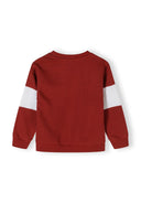 Boys sweatshirt and joggers set with contrast inserts red 3-14y featuring a solid red back with white contrast panels. Made of soft cotton fleece.