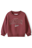 Girls crew sweatshirt in maroon with arched London print