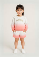Girls fleece long sleeve crew gradient sweatshirt and shorts set