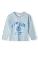 Girls long sleeve light blue New York City tee with bold chest print