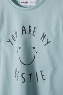 Girls long sleeve mint green t-shirt with you are my bestie smiley print