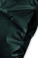 Girls padded gilet: dark green quilted hooded vest with satin-like puffer jacket