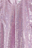 Shimmering lavender girls sequin party dress with iridescent sheen