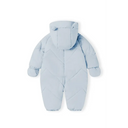 Light blue baby unisex snowsuit with bear ears hood