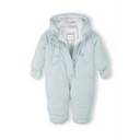 Light blue baby unisex snowsuit with hood and ears