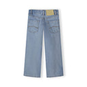 Boys light blue baggy fit denim jeans with five-pocket design and back waistband patch.